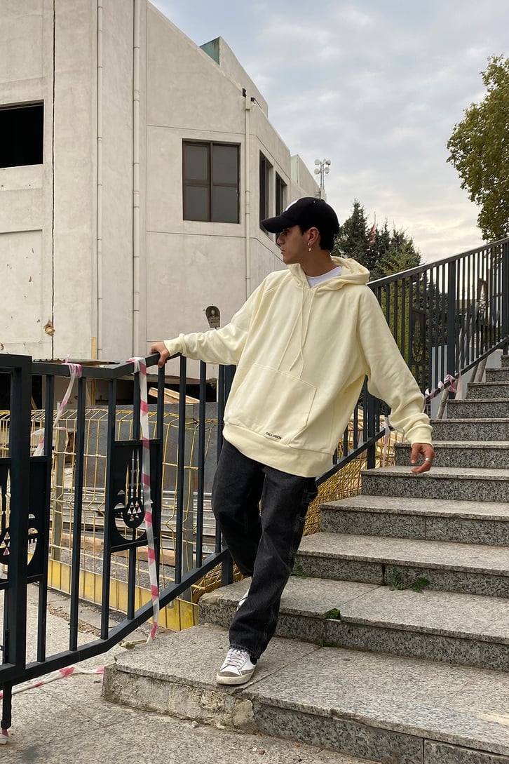 MİNİMAL BASKILI OVERSIZE BASIC HOODIE