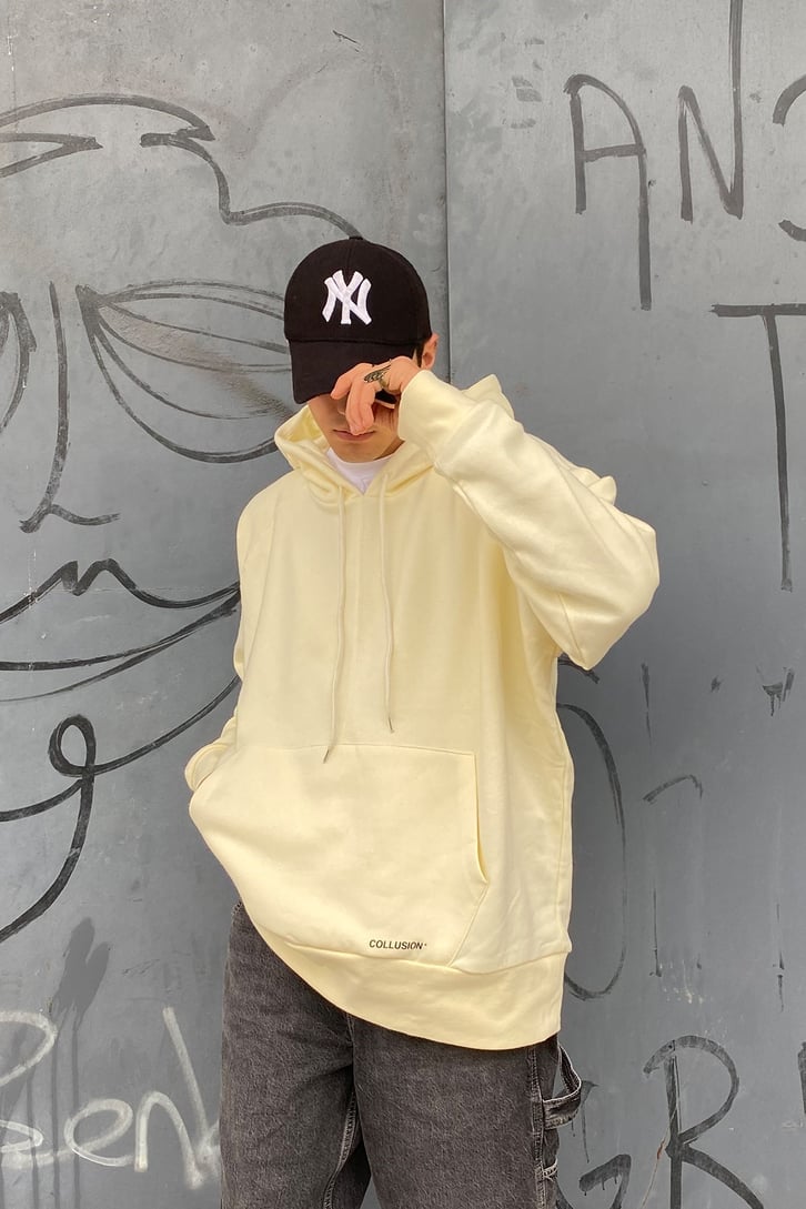 MİNİMAL BASKILI OVERSIZE BASIC HOODIE