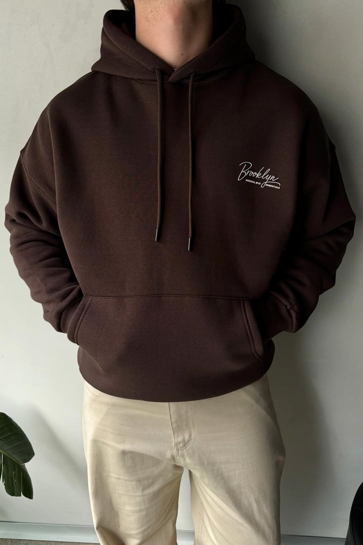 Minimal Baskılı Oversize Hoodie
