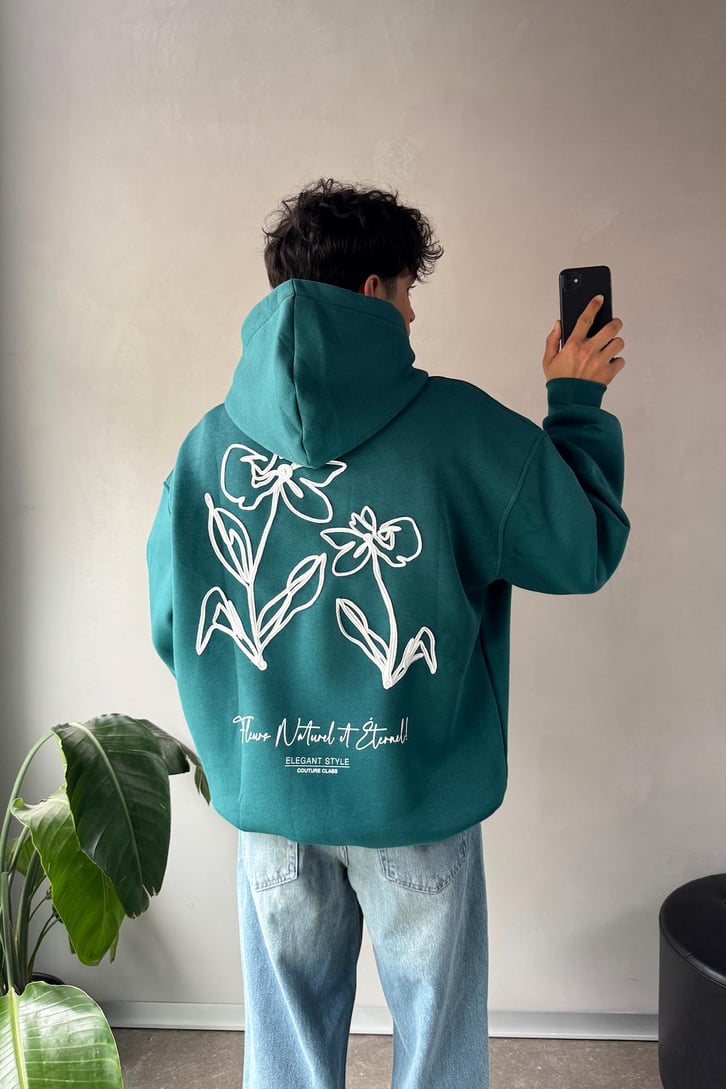 Minimal Baskılı Oversize Hoodie
