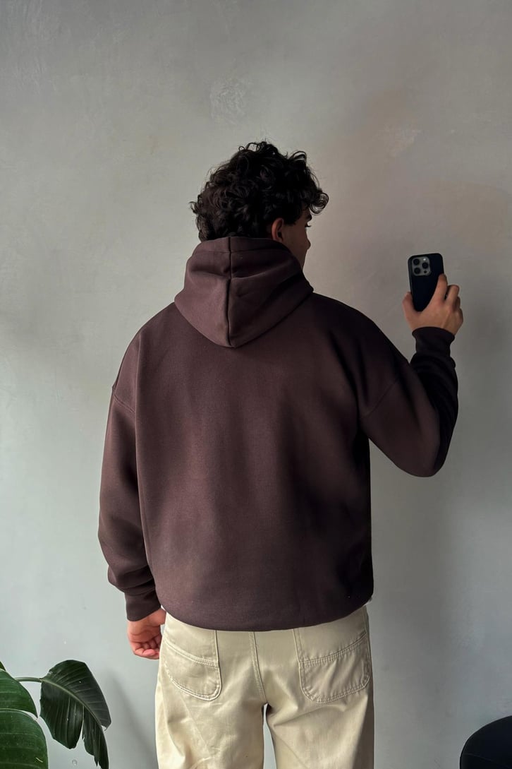 Minimal Baskılı Oversize Hoodie