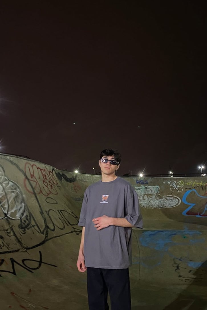 Minimal Butterfly Printed Oversized Füme Tshirt