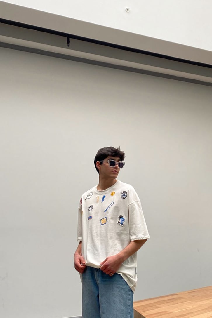 Minimal Embroidery Cream Tshirt