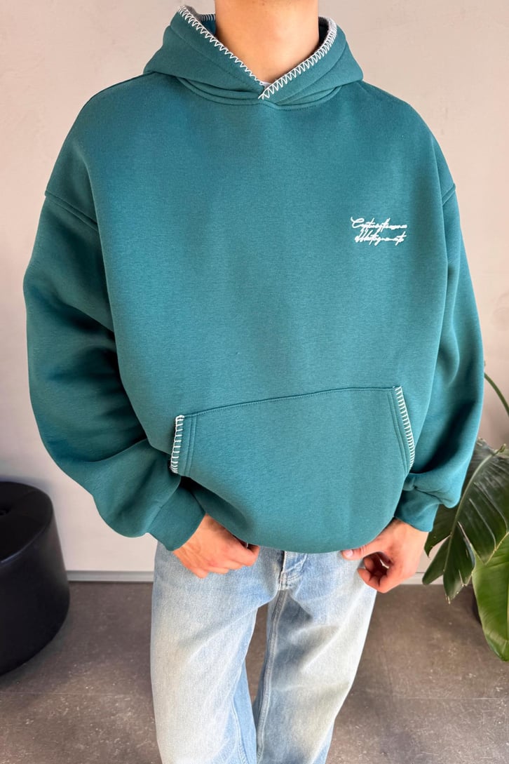 Minimal Nakışlı Oversize Hoodie