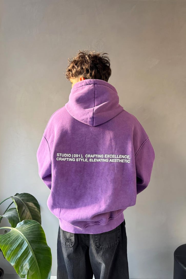 Minimal Nakışlı Sırt Detay Oversize Hoodie