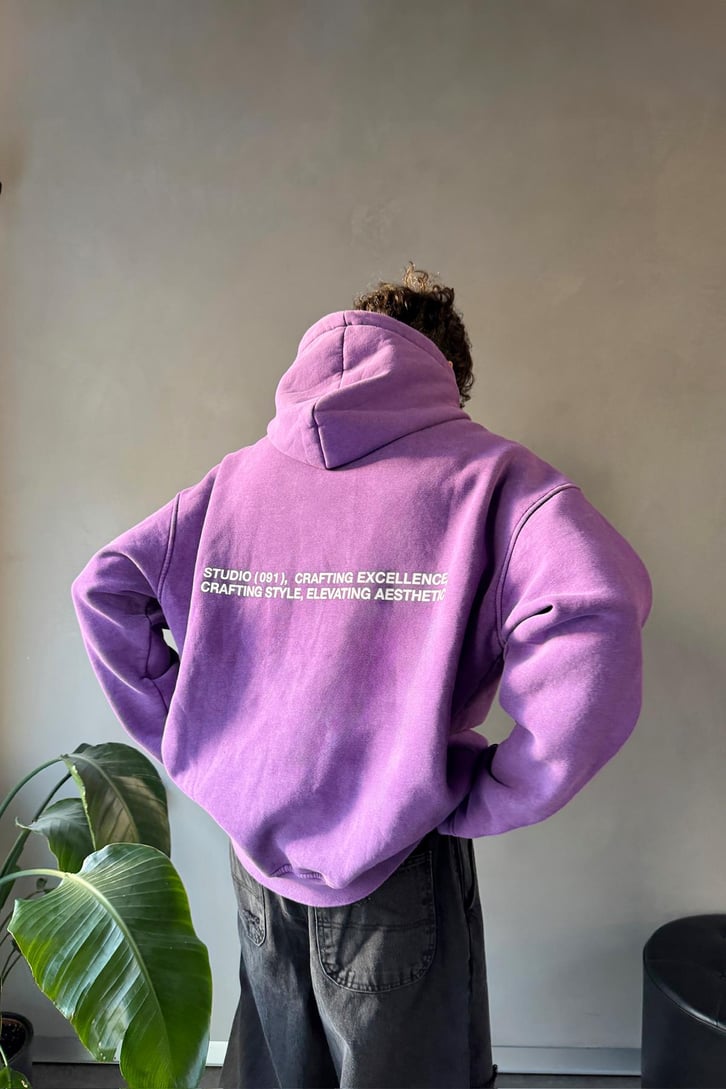 Minimal Nakışlı Sırt Detay Oversize Hoodie