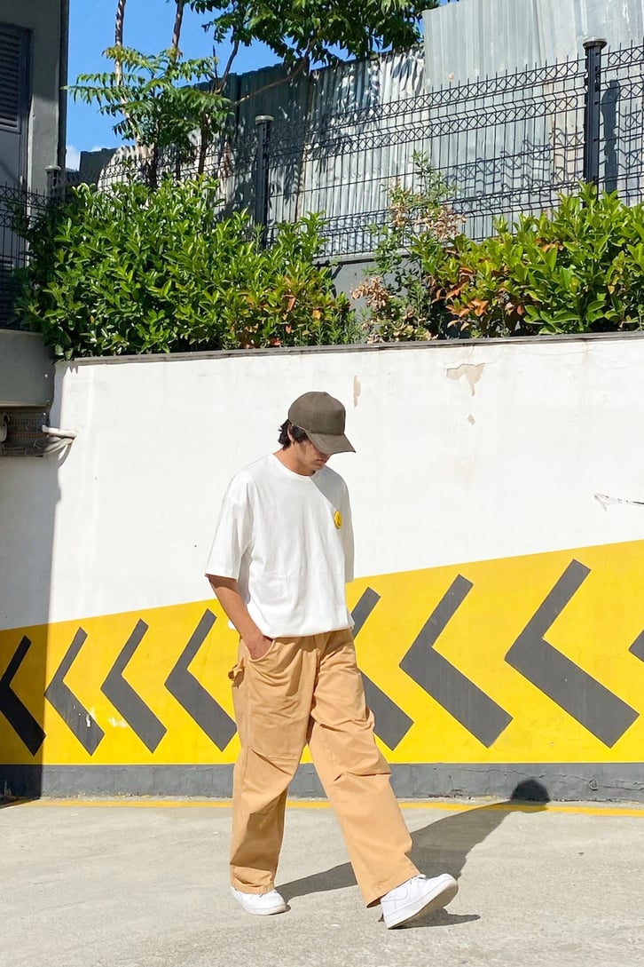 Minimal Smile Beyaz Oversize Tshirt