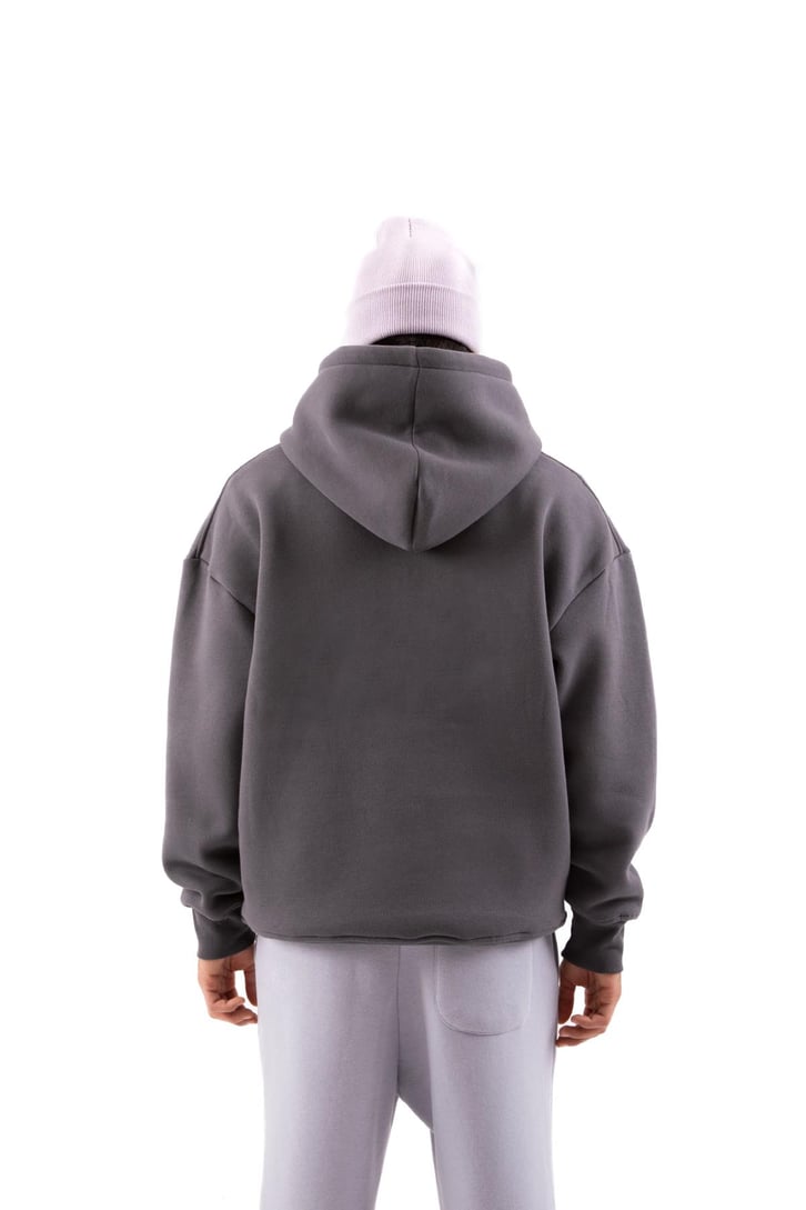 Minimal Text Baskılı Koyu Gri Oversize Sweatshirt