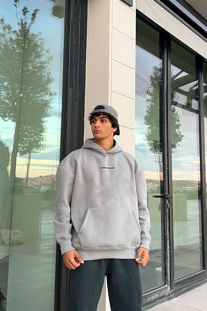 Minimal Text Baskılı Oversize Sweatshirt
