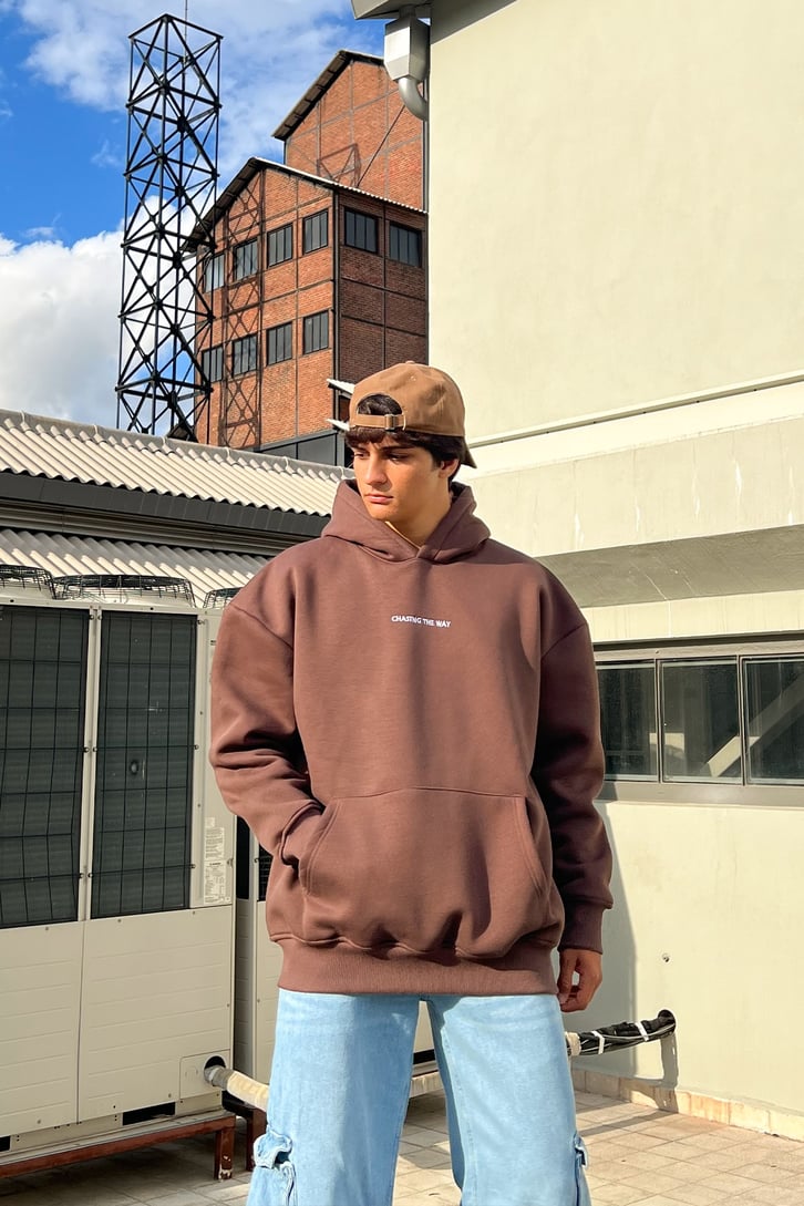 Minimal Text Baskılı Oversize Sweatshirt