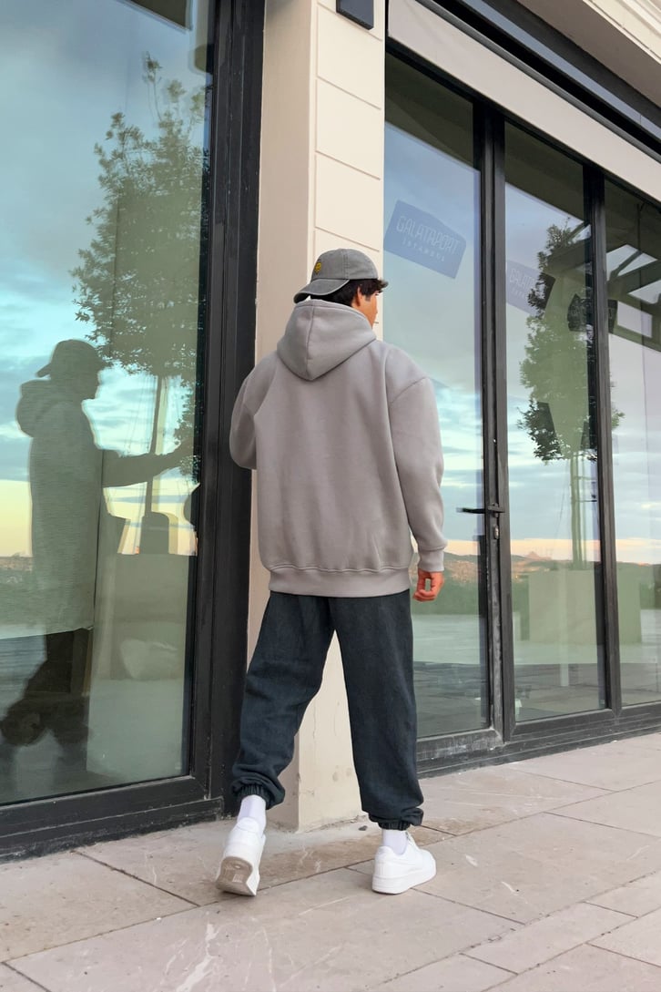 Minimal Text Baskılı Oversize Sweatshirt
