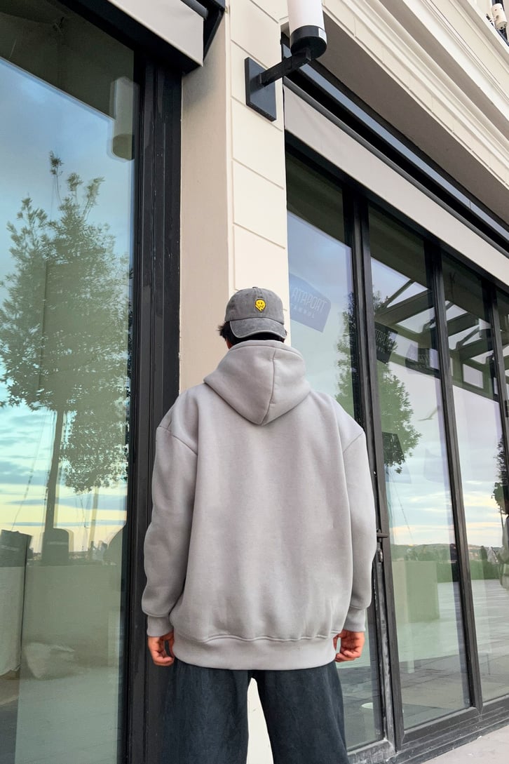 Minimal Text Baskılı Oversize Sweatshirt