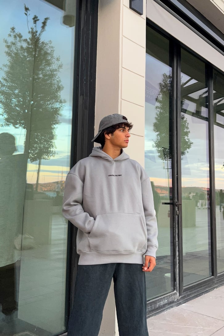 Minimal Text Baskılı Oversize Sweatshirt