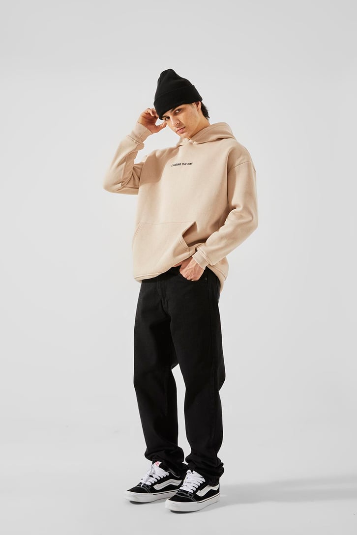 Minimal Text Baskılı Taş Rengi Oversize Sweatshirt