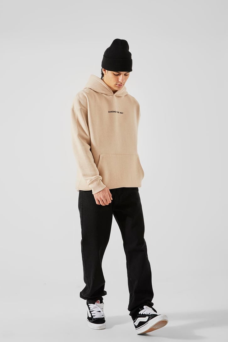 Minimal Text Baskılı Taş Rengi Oversize Sweatshirt