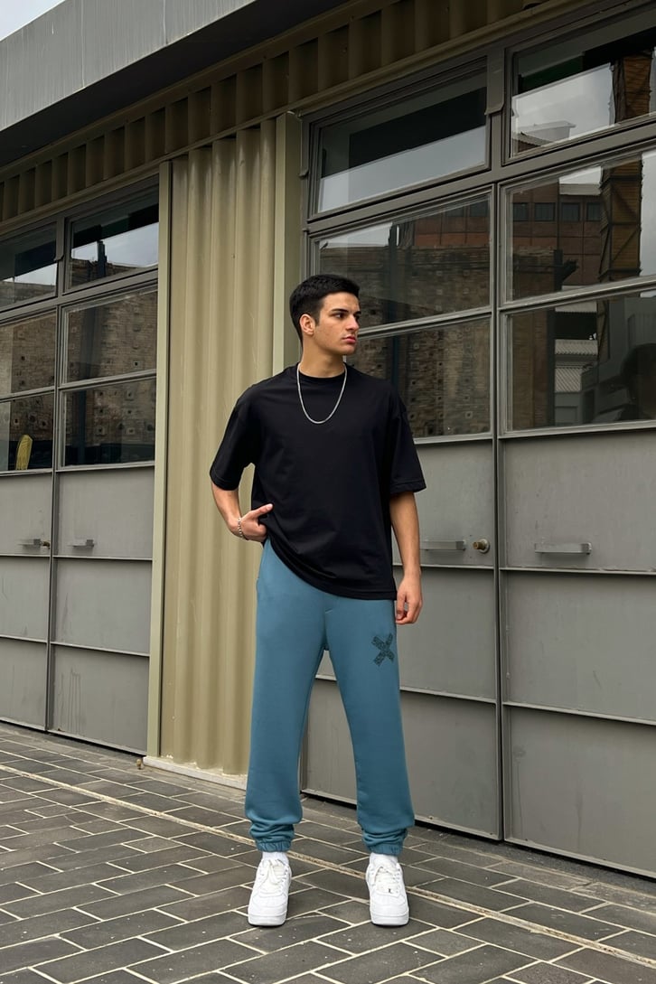 Minimal X Baskılı Jogger Fit Eşofman