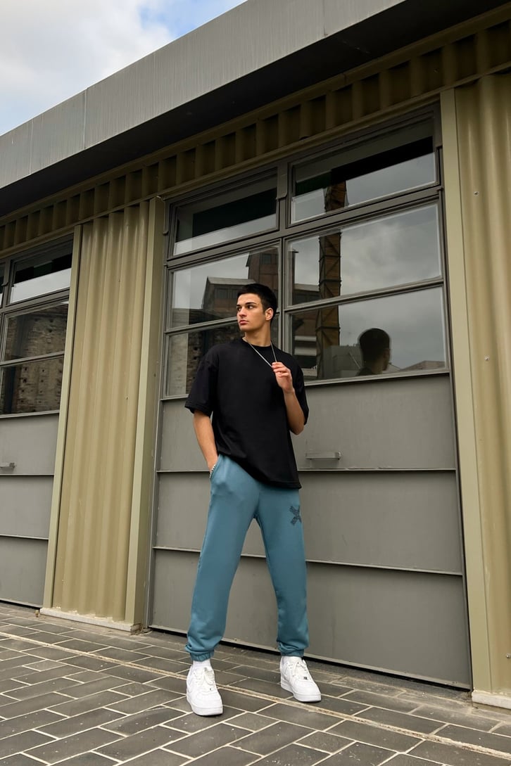 Minimal X Baskılı Jogger Fit Eşofman