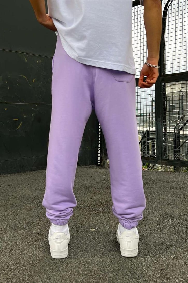 Minimal X Baskılı Lila Jogger Fit Eşofman