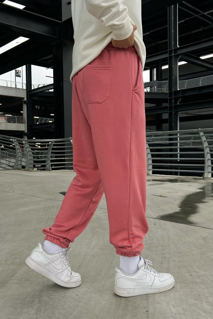 Minimal X Baskılı Pembe Jogger Fit Eşofman Altı