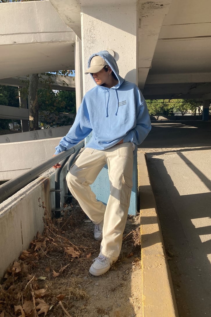 MİNİMAL YAZI BASKILI OVERSIZE HOODIE