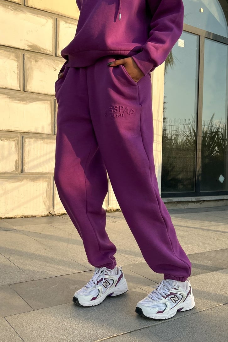 Misspap Kabartma Baskılı Fuşya Jogger Eşofman Altı