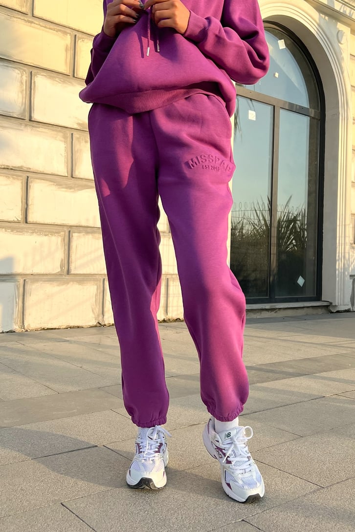 Misspap Kabartma Baskılı Fuşya Jogger Eşofman Altı
