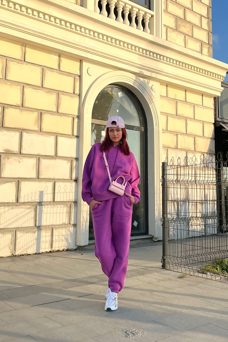 Misspap Kabartma Baskılı Fuşya Jogger Eşofman Altı