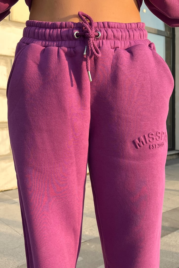 Misspap Kabartma Baskılı Fuşya Jogger Eşofman Altı