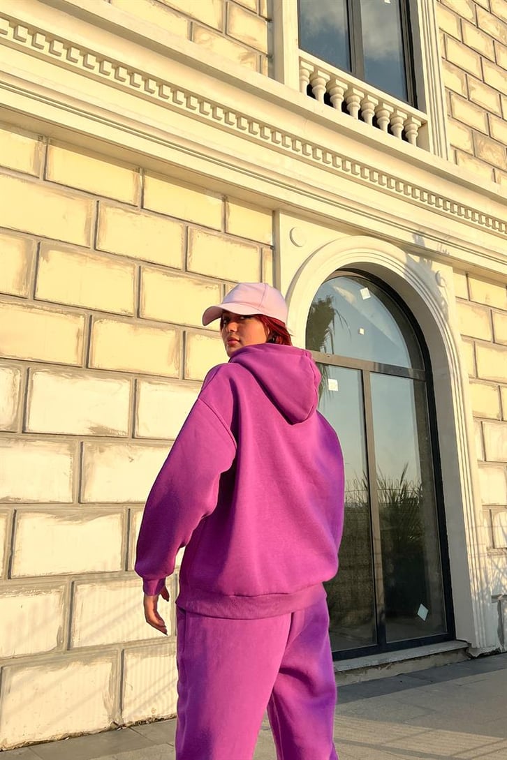 Misspap Kabartma Baskılı Fuşya Sweatshirt