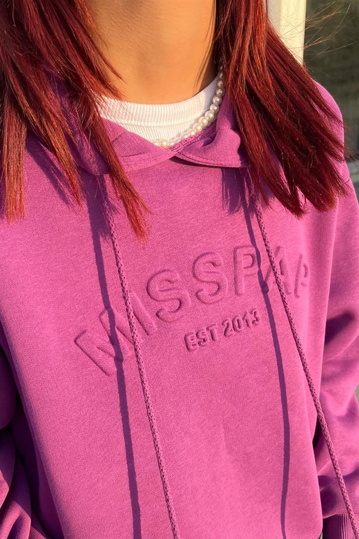Misspap Kabartma Baskılı Fuşya Sweatshirt