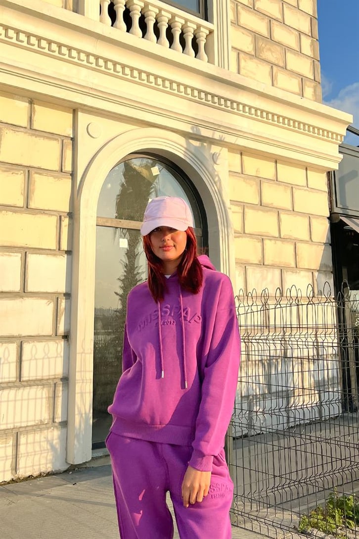 Misspap Kabartma Baskılı Fuşya Sweatshirt