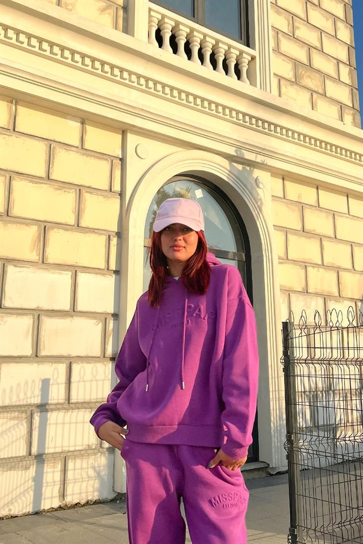 Misspap Kabartma Baskılı Fuşya Sweatshirt