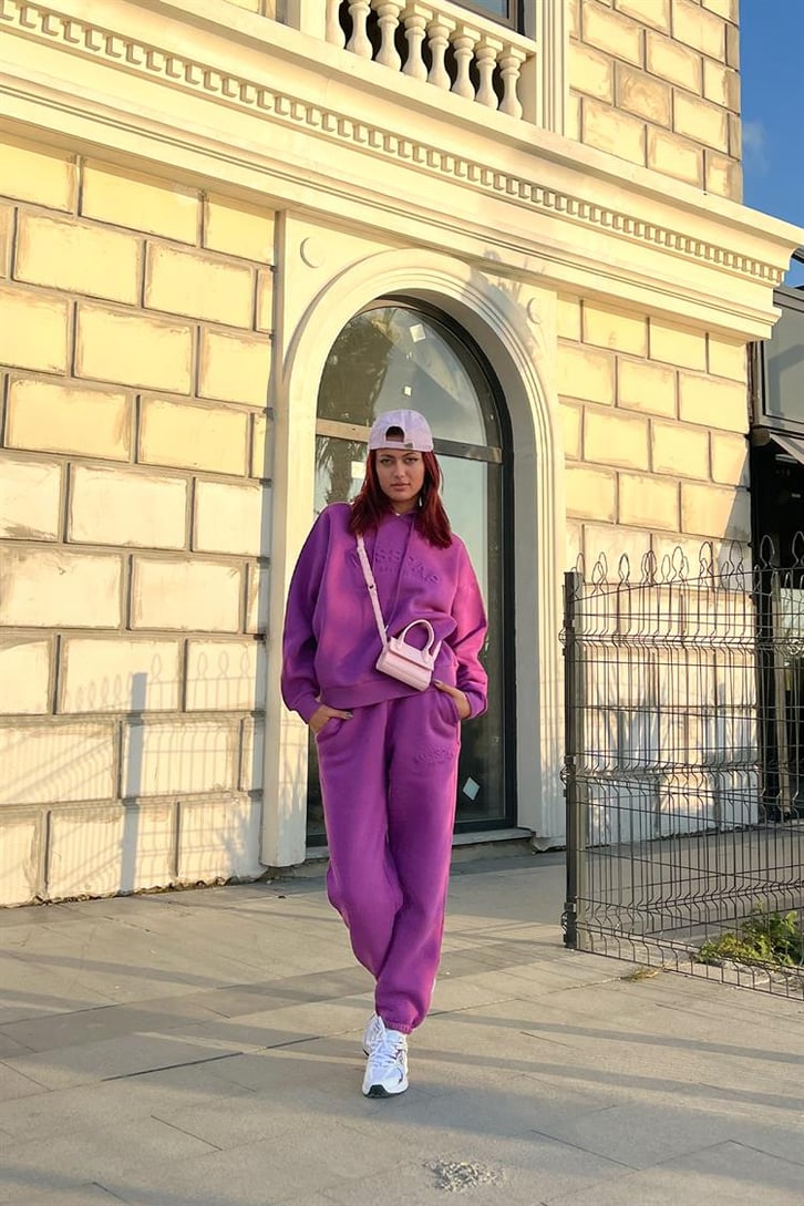 Misspap Kabartma Baskılı Fuşya Sweatshirt