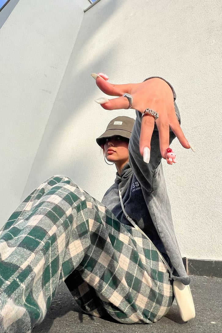 Misspap Nakışlı Gri Acid Wash Sweatshirt