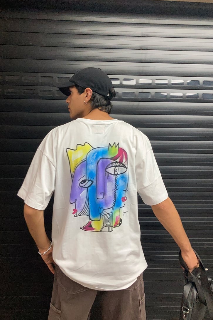 Mixed Colour Spray Painted Oversize Tshirt