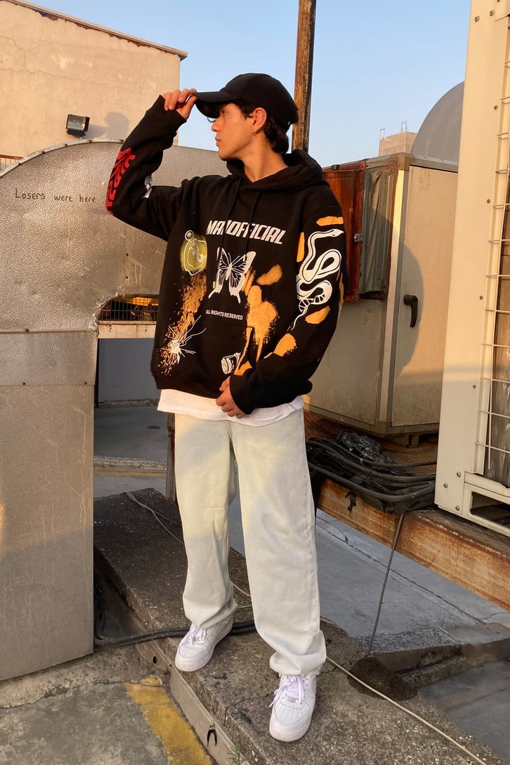 Mixed Pattern Oversize Hoodie
