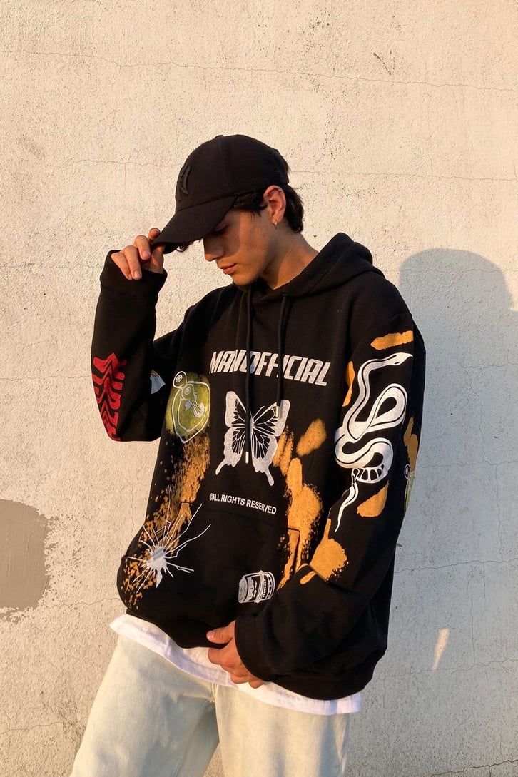 Mixed Pattern Oversize Hoodie