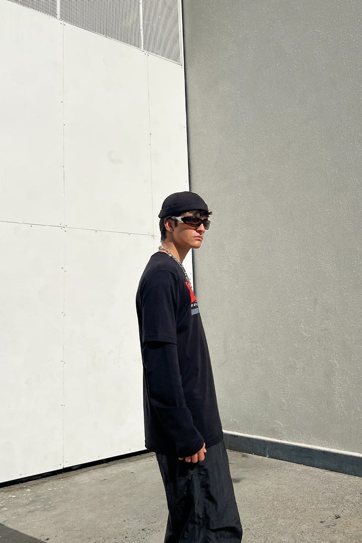MM93 Baskılı Siyah Oversize Tshirt
