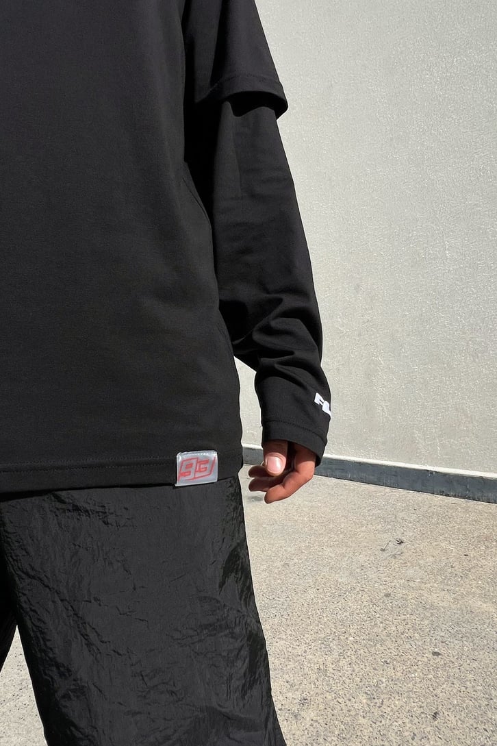 MM93 Baskılı Siyah Oversize Tshirt