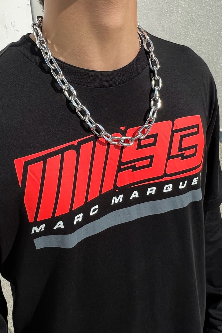 MM93 Baskılı Siyah Oversize Tshirt