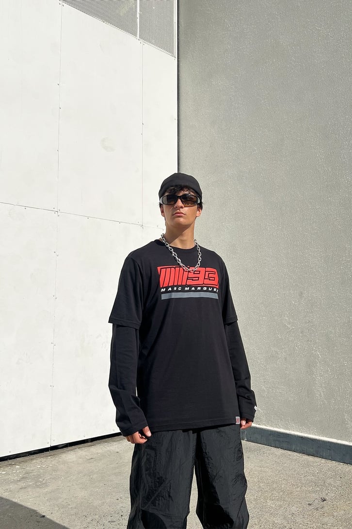 MM93 Baskılı Siyah Oversize Tshirt