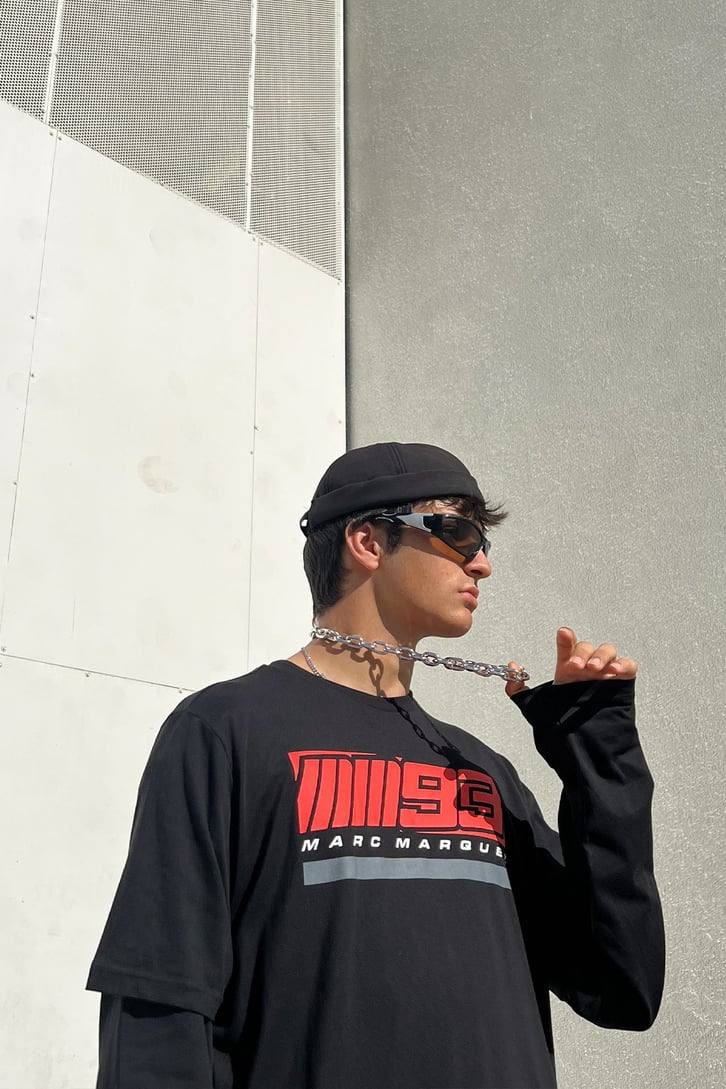 MM93 Baskılı Siyah Oversize Tshirt