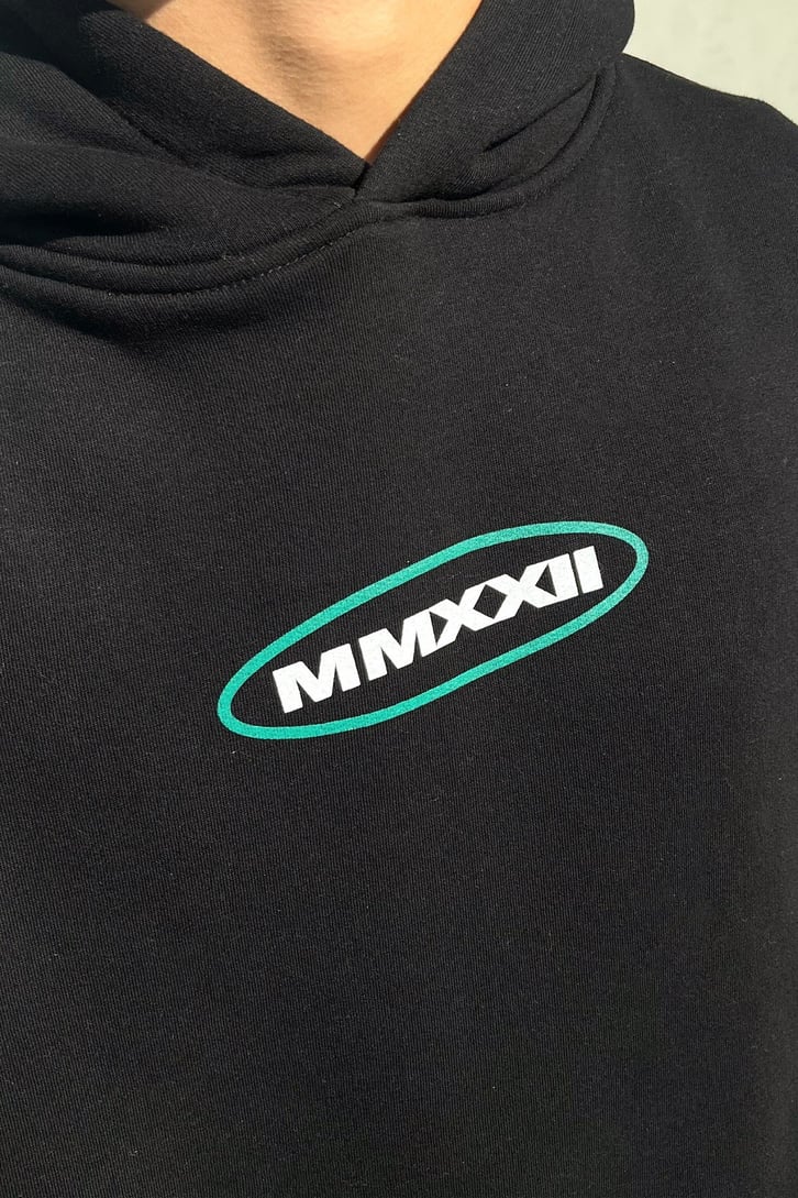 MMXXII Sırt Baskılı Siyah Oversize Sweatshirt