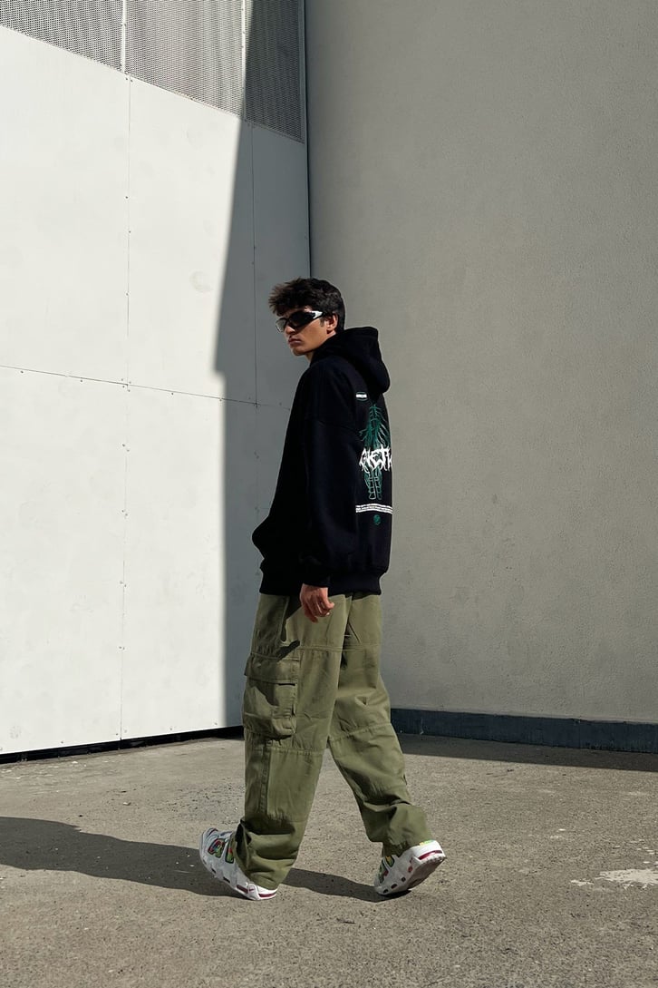 MMXXII Sırt Baskılı Siyah Oversize Sweatshirt