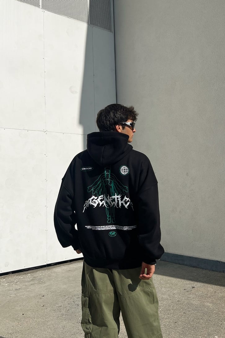 MMXXII Sırt Baskılı Siyah Oversize Sweatshirt