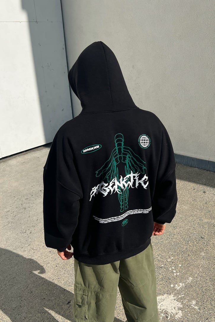 MMXXII Sırt Baskılı Siyah Oversize Sweatshirt
