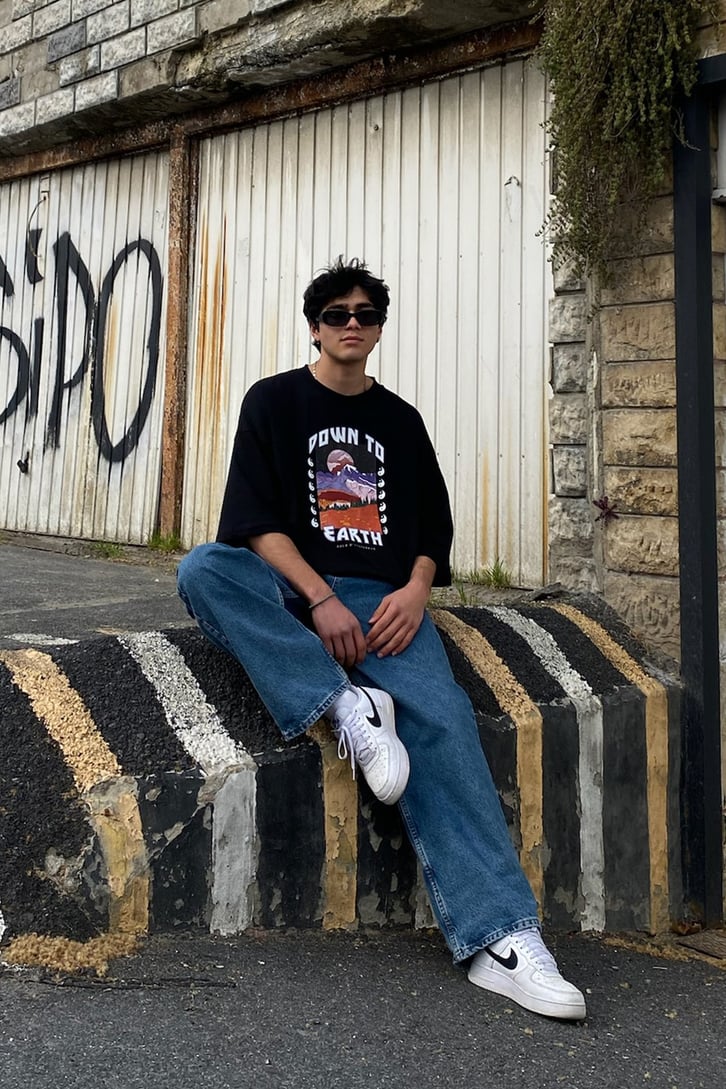 Montain View Printed Oversize Printed Tshirt