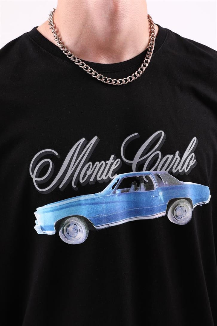 Monte Carlo Siyah Baskılı Tişört