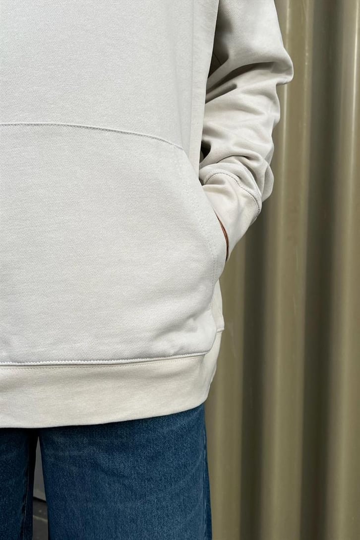 Moon Sırt Baskılı Buz Gri Oversize Hoodie