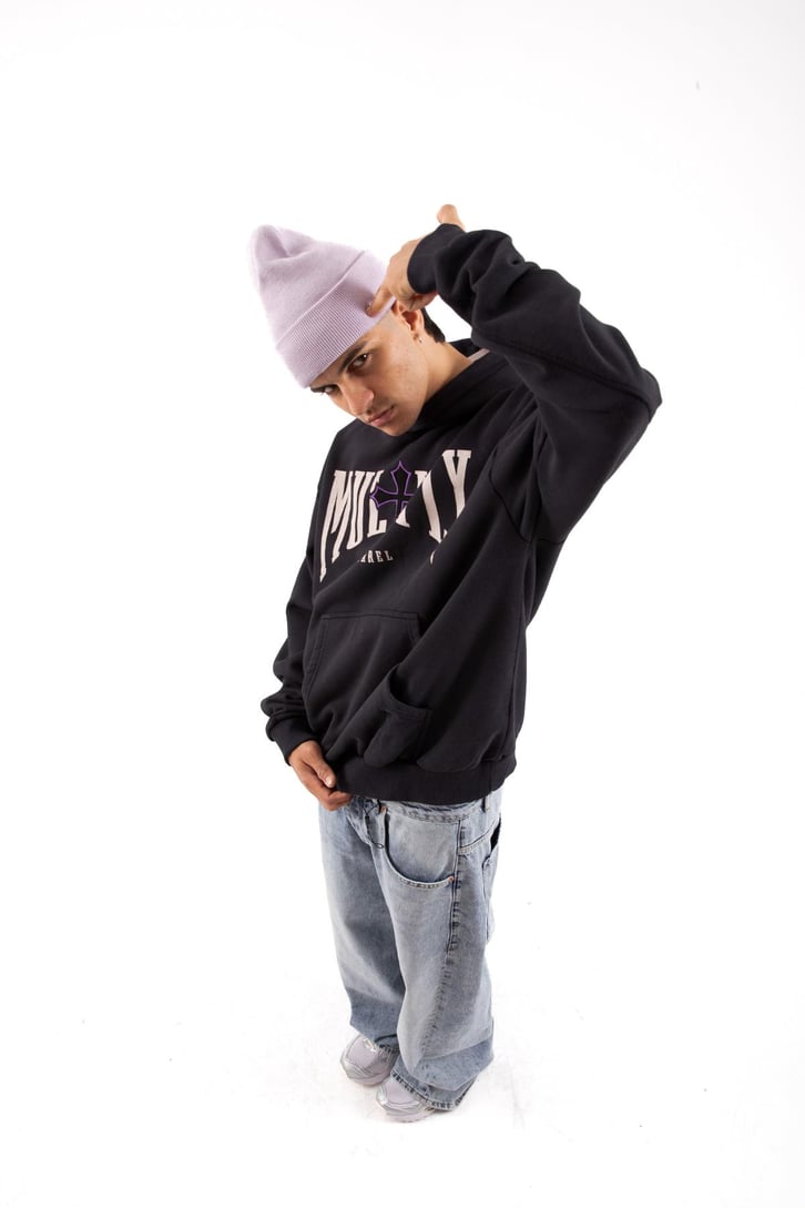 Multiplay Baskılı Füme Oversize Hoodie